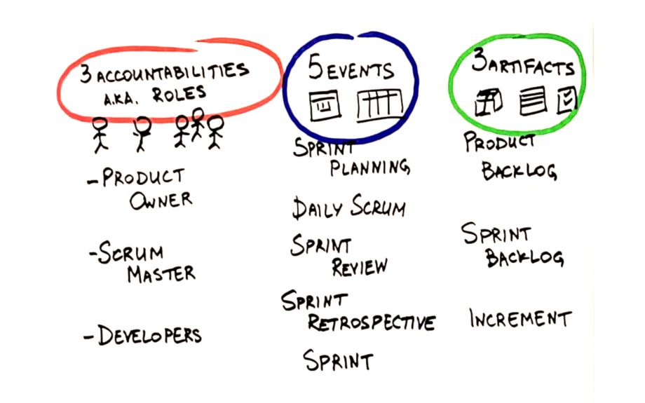 What is included in Scrum framework - Temp ScrumMastered 2024