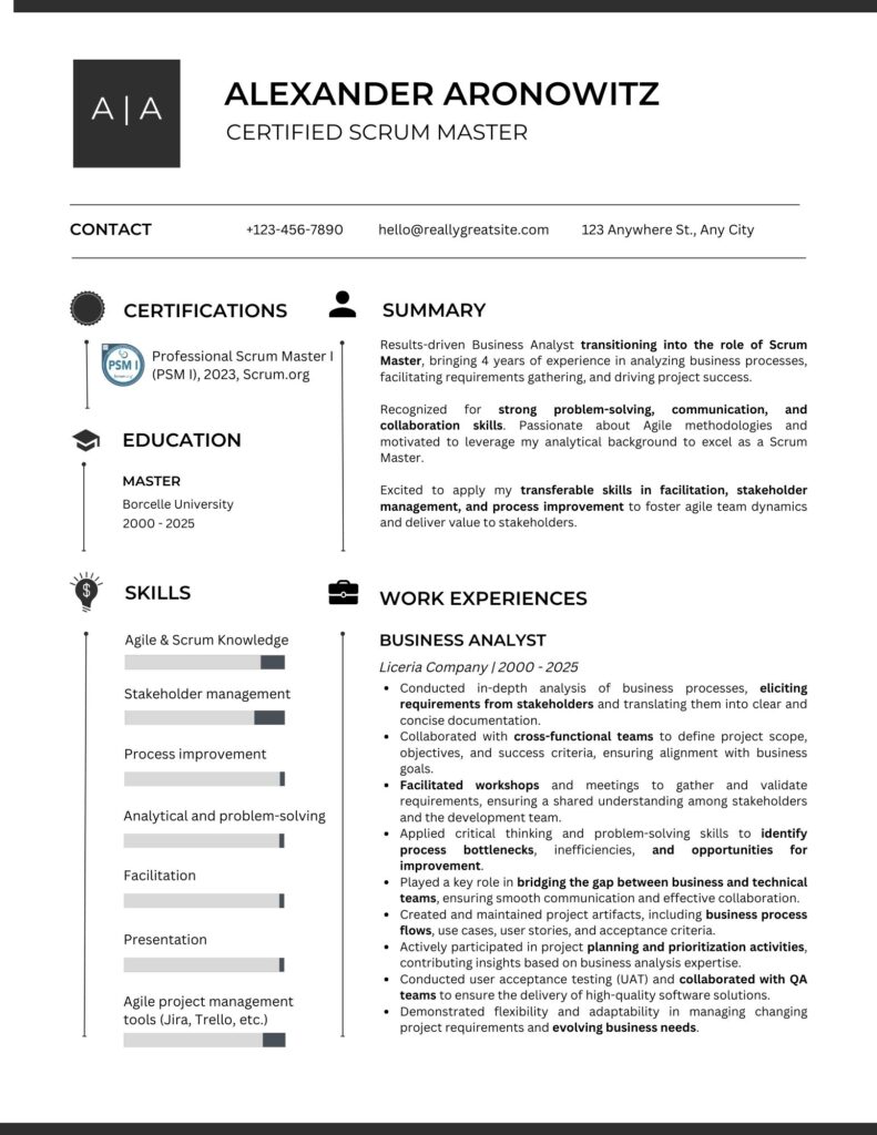 Scrum Master Resume - ScrumMastered 2024